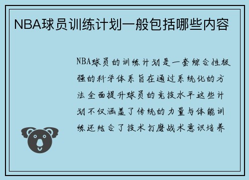 NBA球员训练计划一般包括哪些内容